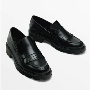 Massimo Dutti - Black Leather Loafers (NWT)